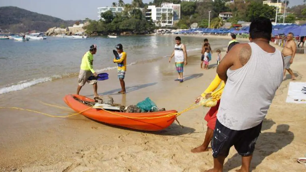 Acapulco limpieza de basura en caleta y caletilla